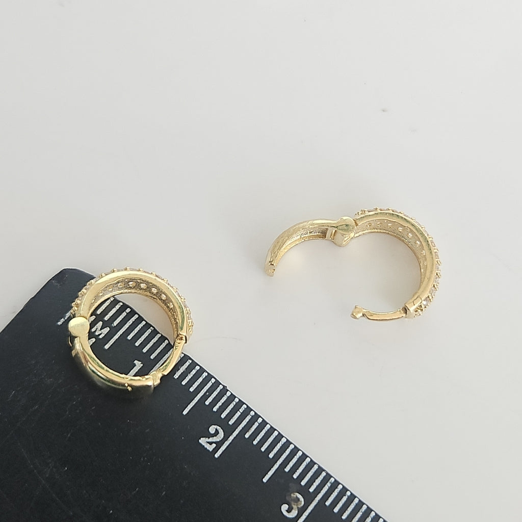 ARETES HUGGIE CON CIRCONIAS 14K 2.1 GR (NUEVO)