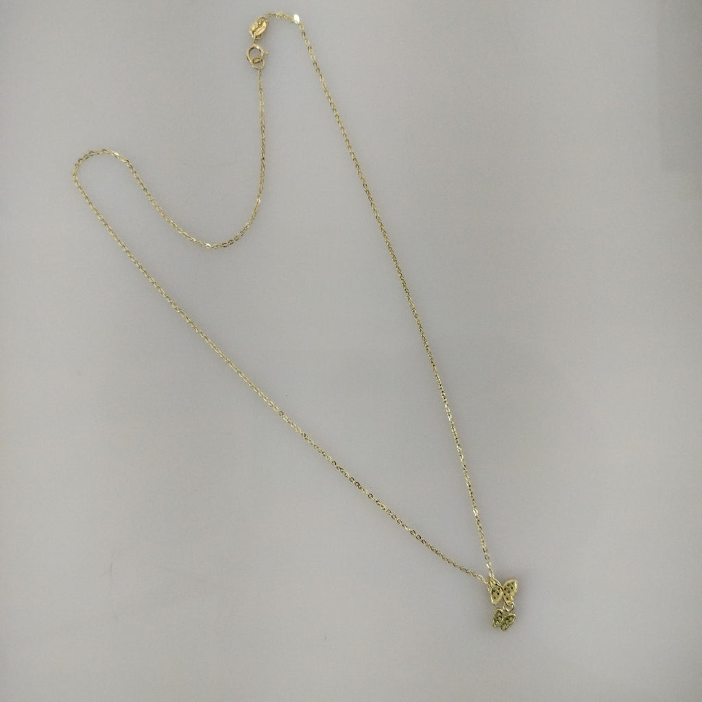 CADENA TEJIDO GARGANTILLA CON DIJE MARIPOSAS CIRCONIAS Y PIEDRAS DE COLOR 14K 45 CM 2 GR (NUEVO)