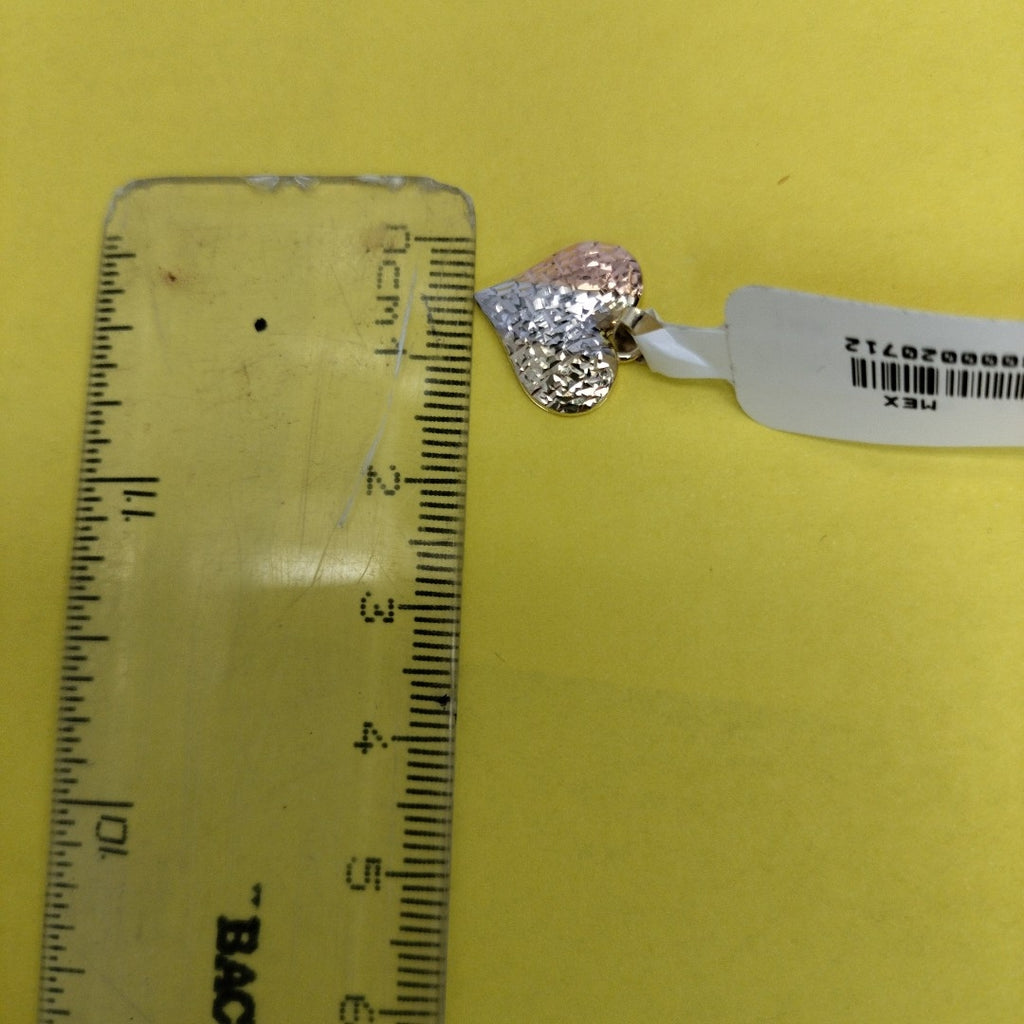 DIJE TEJIDO CORAZON LABRADO COMBINADO 14K 1.2 GR (NUEVO)