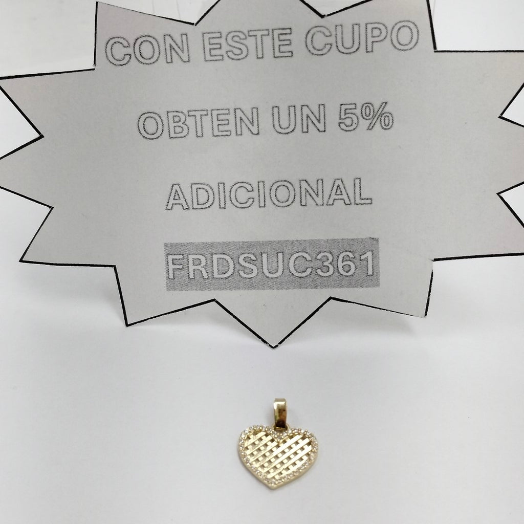 DIJE TEJIDO CORAZON CON CERCO DE CIRCONIAS 14K 1.2 GR (NUEVO)