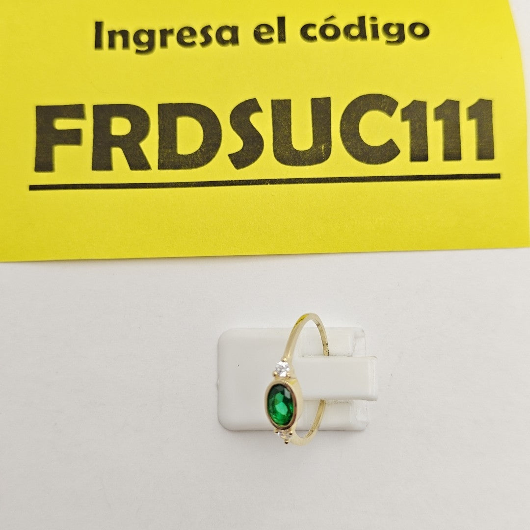 ANILLOS TEJIDO ANILLITO C CIRCONIAS Y PIEDRA VERDE 14K 7 1.1 GR (NUEVO)