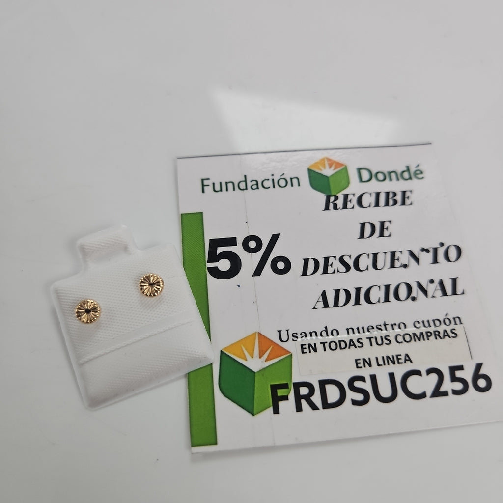 BROQUELES BROQUEL FIG BOTON RAYADO 14K 0.1577 GR (NUEVO)