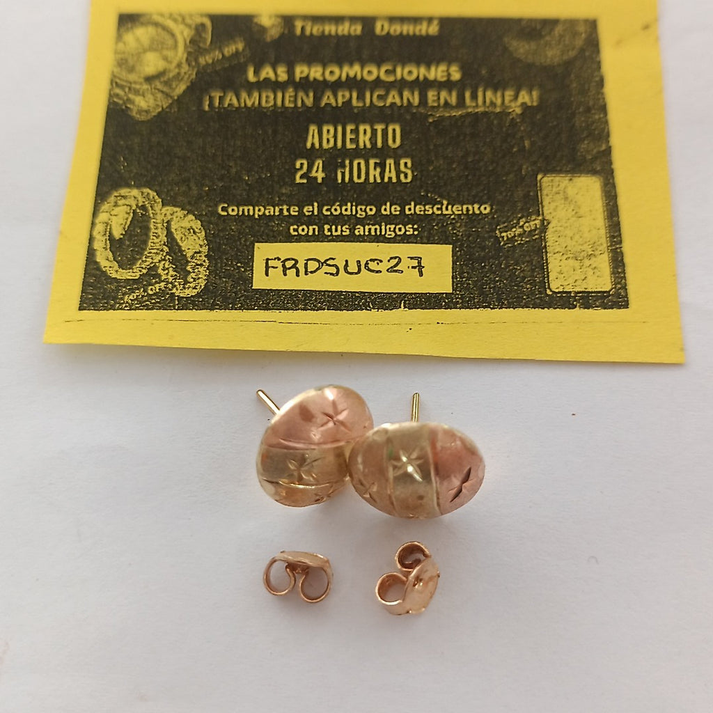 ARETES PAR ORO, ORO COMBINADO 14 K 2.3 GRMS (SEMINUEVO)
