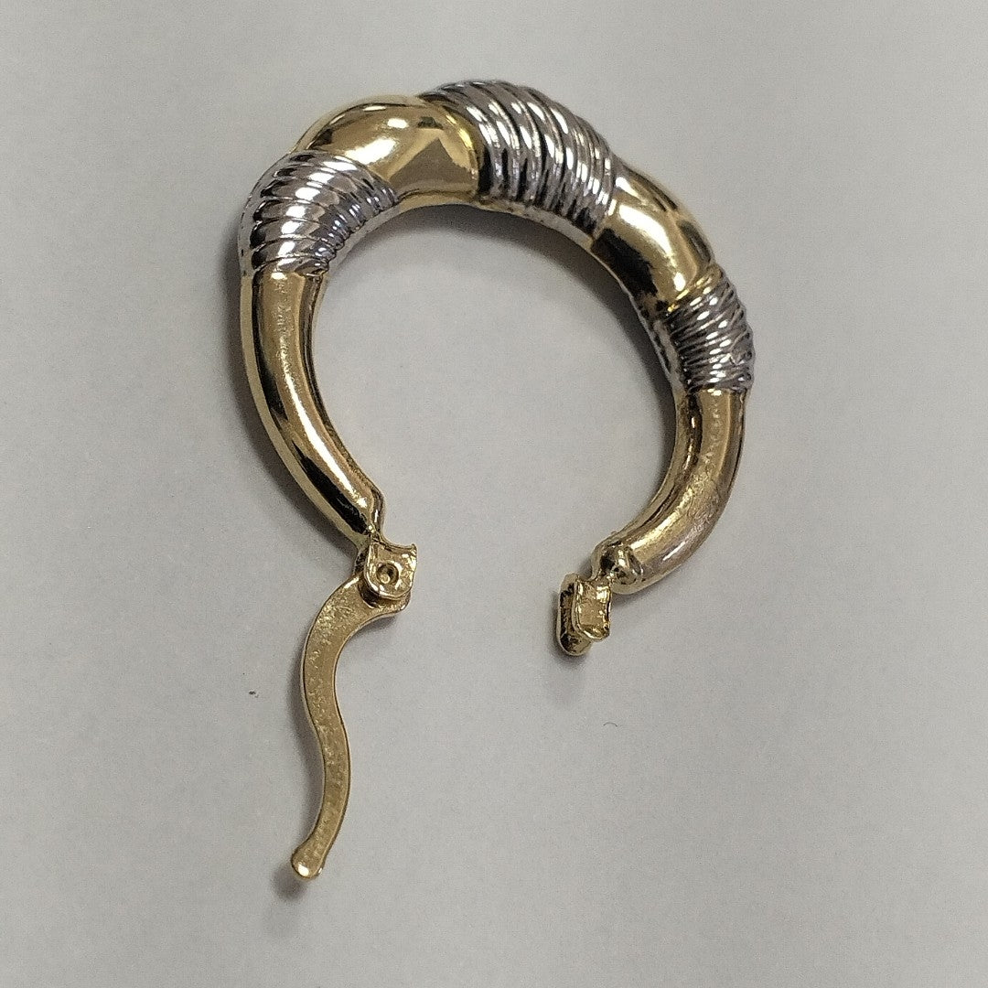 ARETES ARRACADAS HUECAS COMBINADAS 14K 2.6 GR (NUEVO)