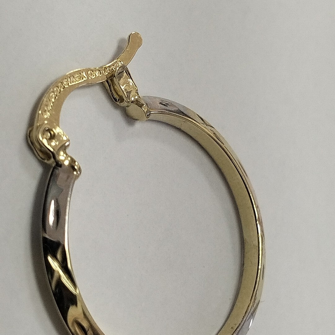 ARETES TEJIDO ARRACADAS BISELADAS COMBINADAS 14K 1.4 GR (NUEVO)