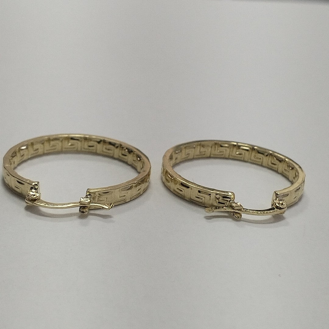 ARETES TEJIDO ARRACADA CON GRECAS 14K 2.7 GR (NUEVO)
