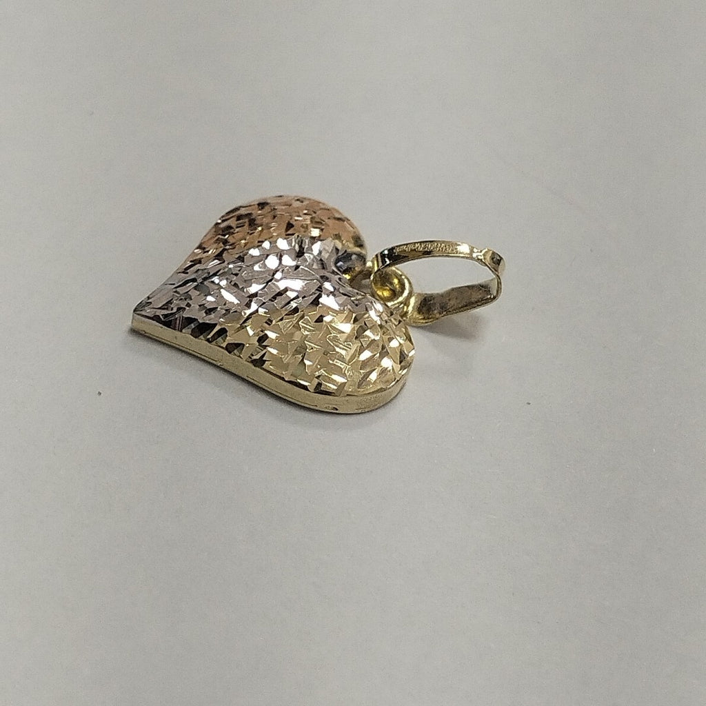 DIJE TEJIDO CORAZON LABRADO COMBINADO 14K 1.3 GR (NUEVO)
