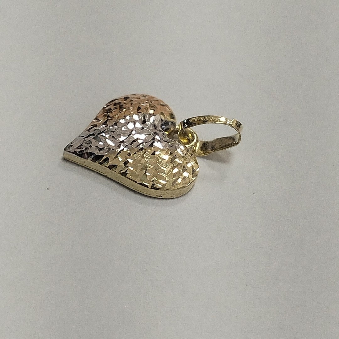 DIJE TEJIDO CORAZON LABRADO COMBINADO 14K 1.3 GR (NUEVO)