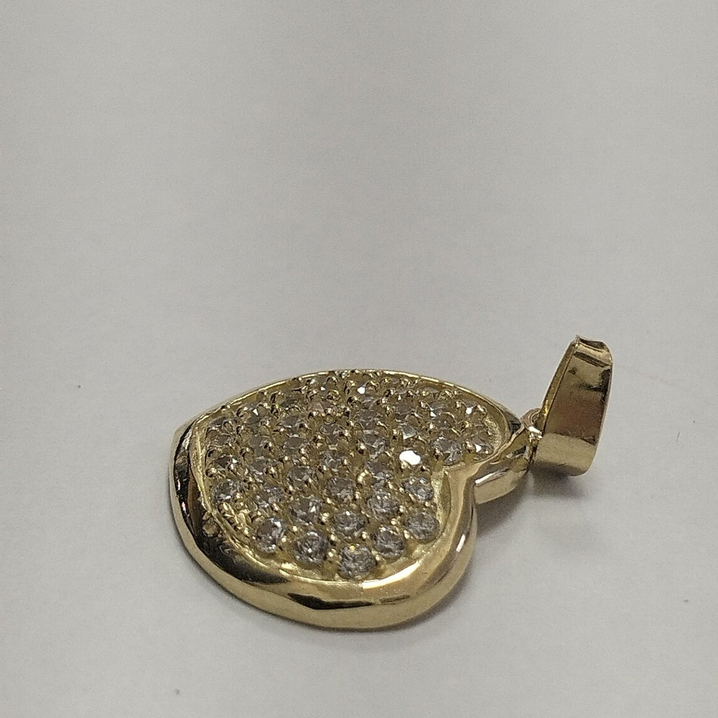 DIJE TEJIDO CORAZON CON CIRCONIAS 14K 1.7 GR (NUEVO)