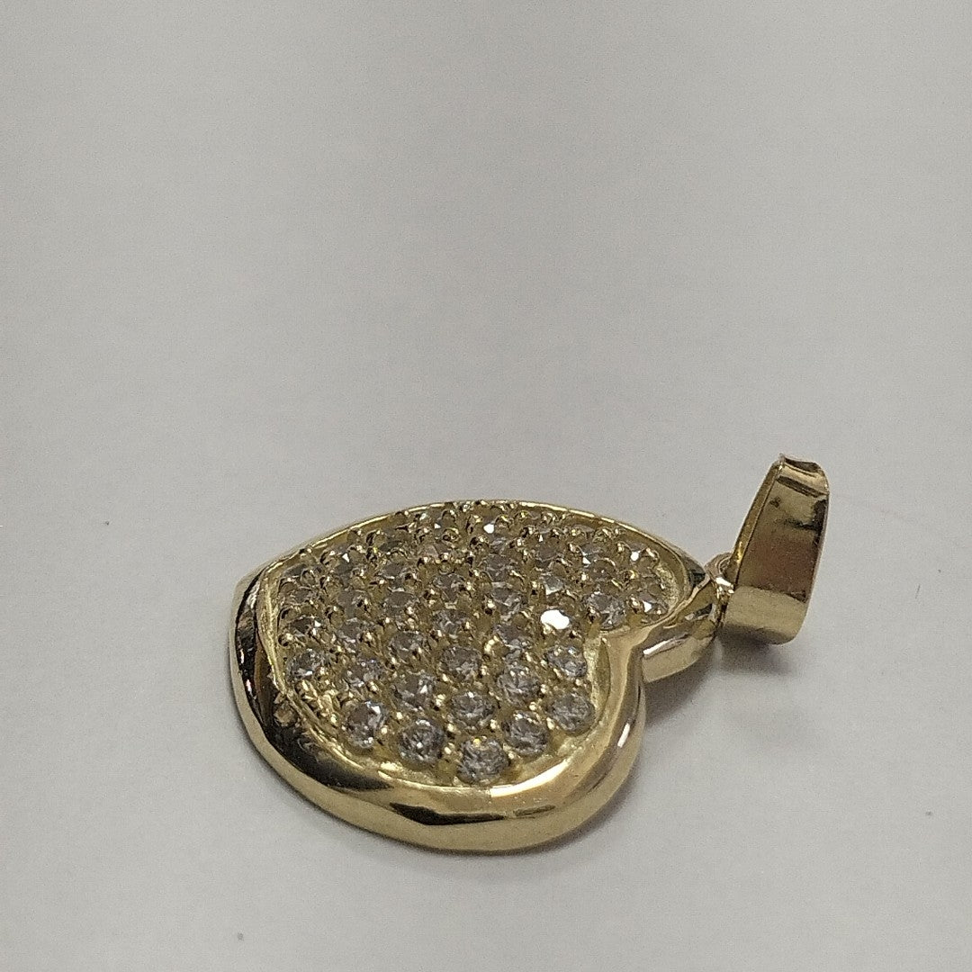 DIJE TEJIDO CORAZON CON CIRCONIAS 14K 1.7 GR (NUEVO)