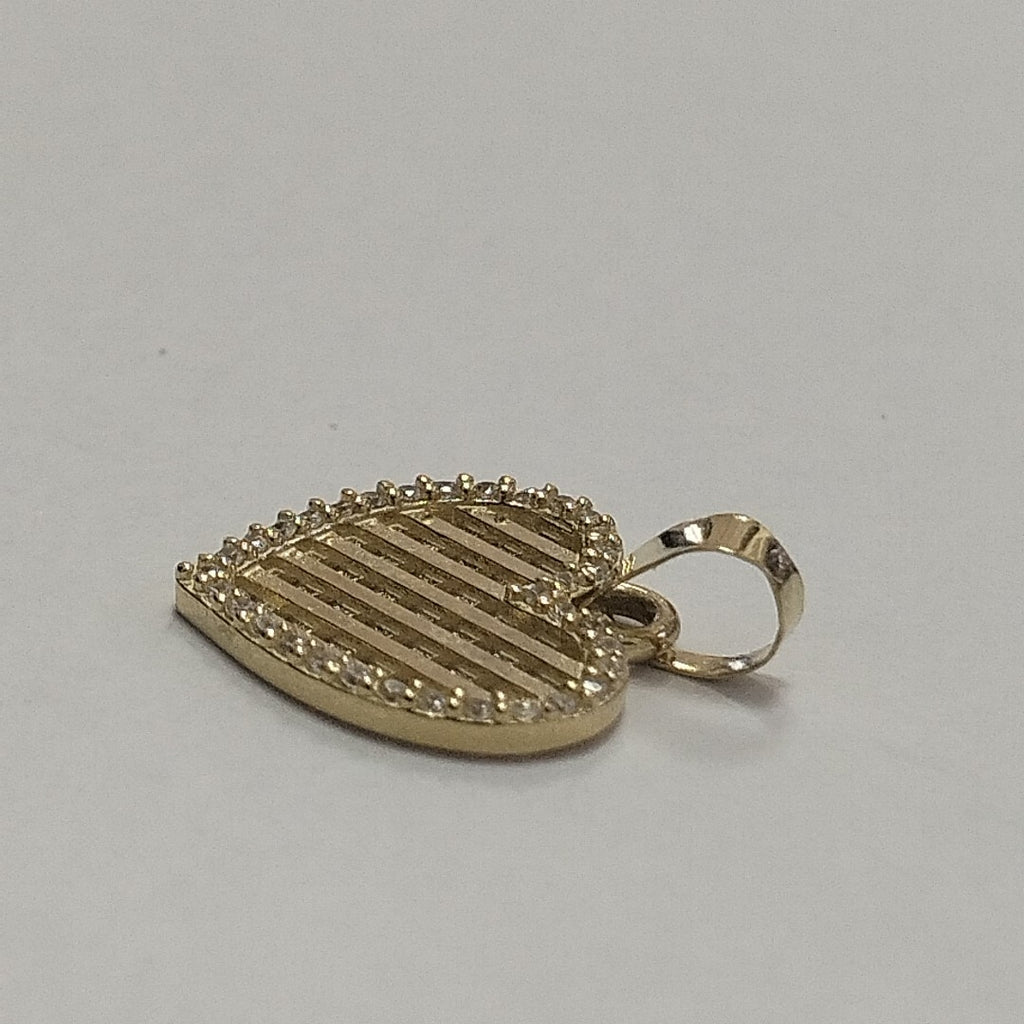 DIJE TEJIDO CORAZON CON CERCO DE CIRCONIAS 14K 1.2 GR (NUEVO)