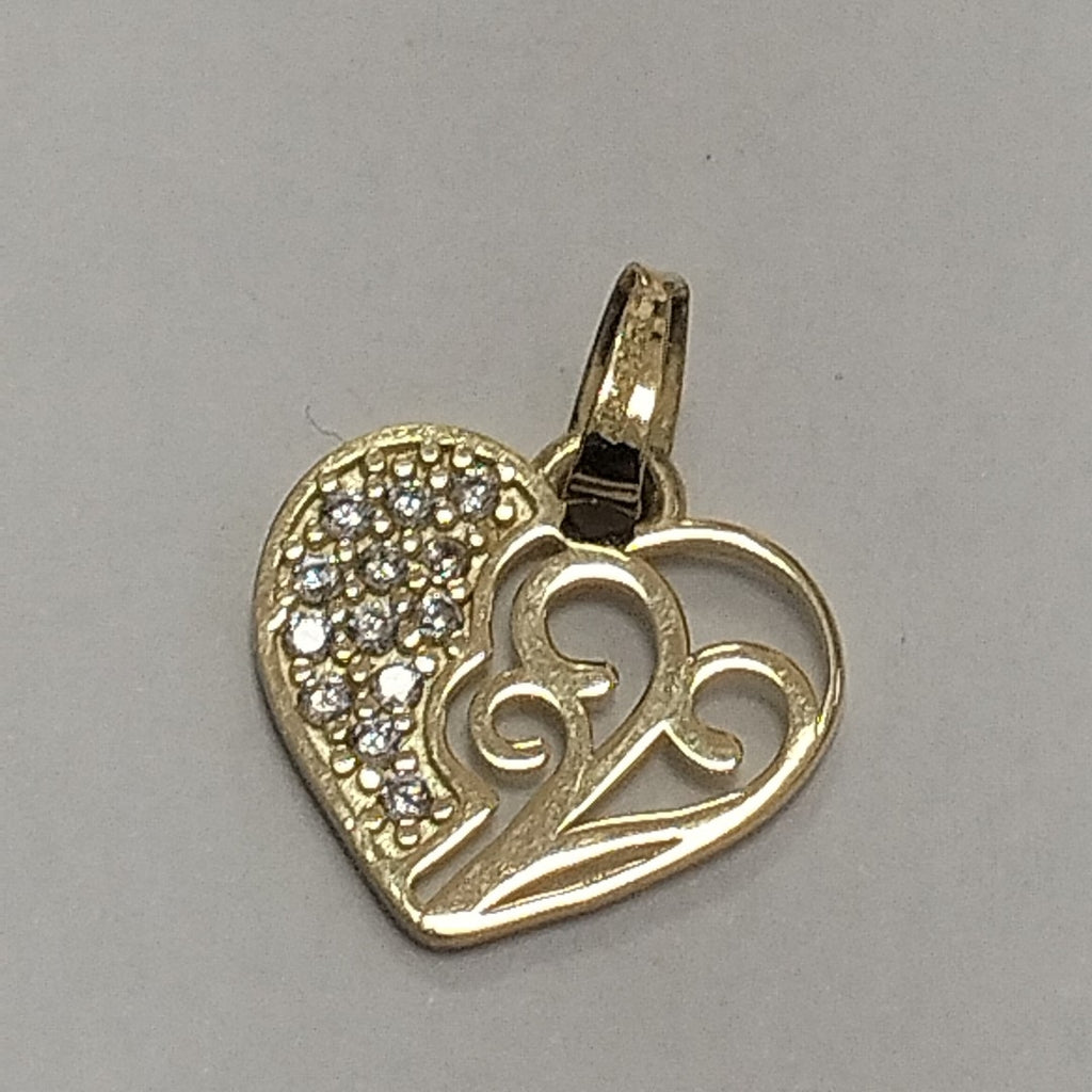 DIJE TEJIDO CORAZON CON CIRCONIAS Y ARBOL DE LA VIDA 14K 0.9 GR (NUEVO)