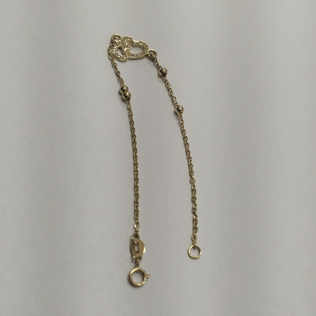 PULSERA TEJIDO ESPECIAL CORAZONES CON CIRCONIAS 14K 18 CM 2.3 GR (NUEVO)