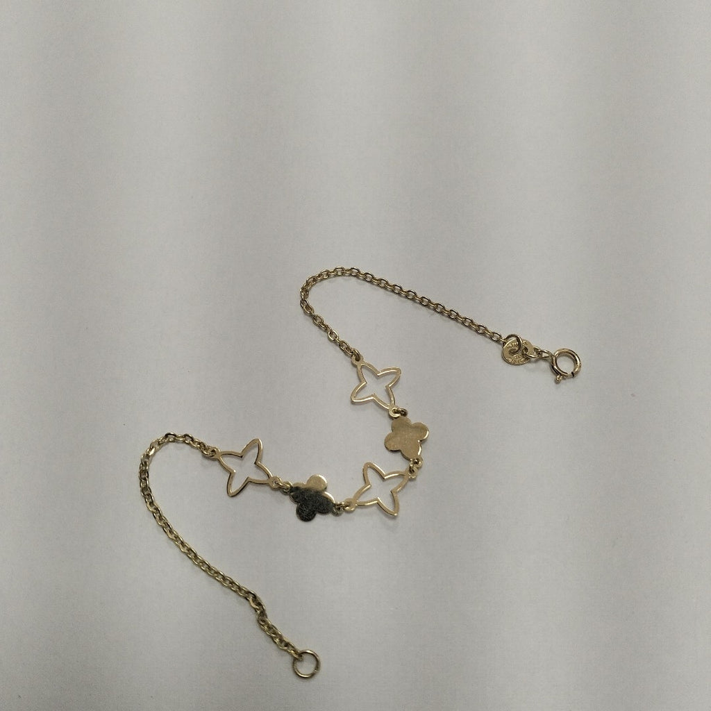 PULSERA TEJIDO ESP CON TREBOL 14K 18 CM 1.5 GR (NUEVO)