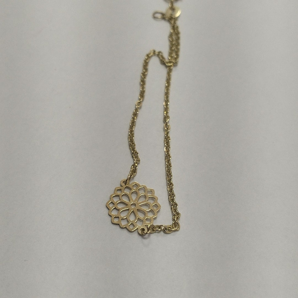 PULSERA TEJIDO ESPECIAL CON MANDALA 14K 18 CM 1.3 GR (NUEVO)