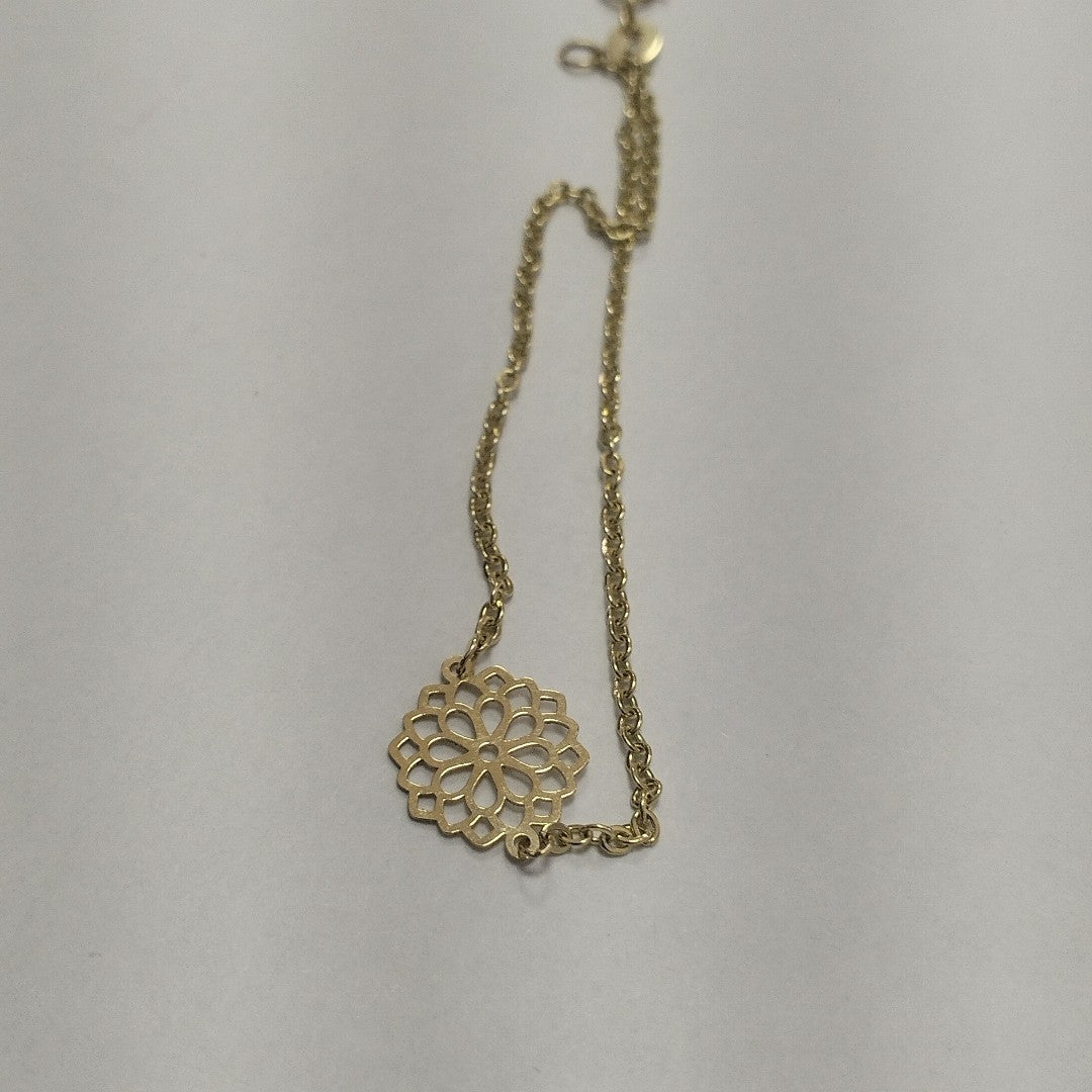 PULSERA TEJIDO ESPECIAL CON MANDALA 14K 18 CM 1.3 GR (NUEVO)