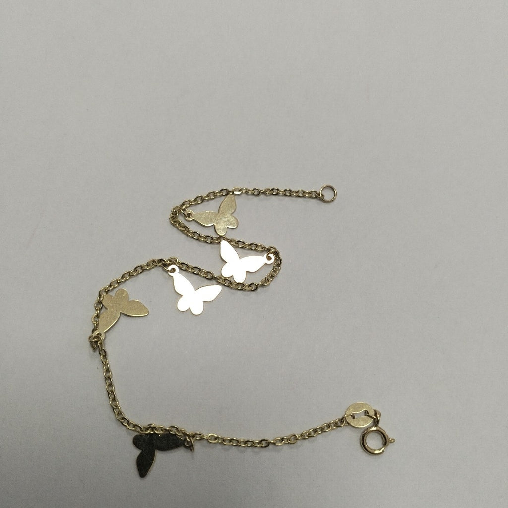 PULSERA ESPECIAL CON MARIPOSAS 14K 18 CM 2.1 GR (NUEVO)