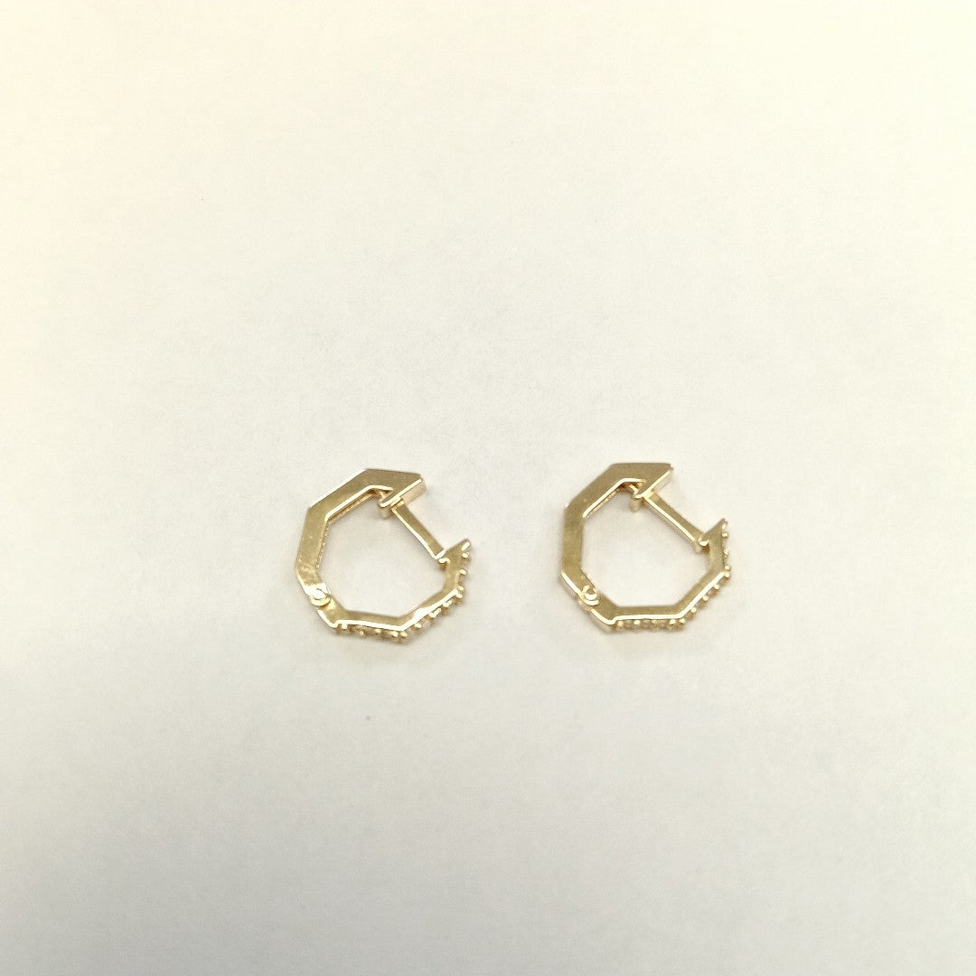 ARETES HUGGIES C CIRCONIAS 14K 1.7 GR (NUEVO)