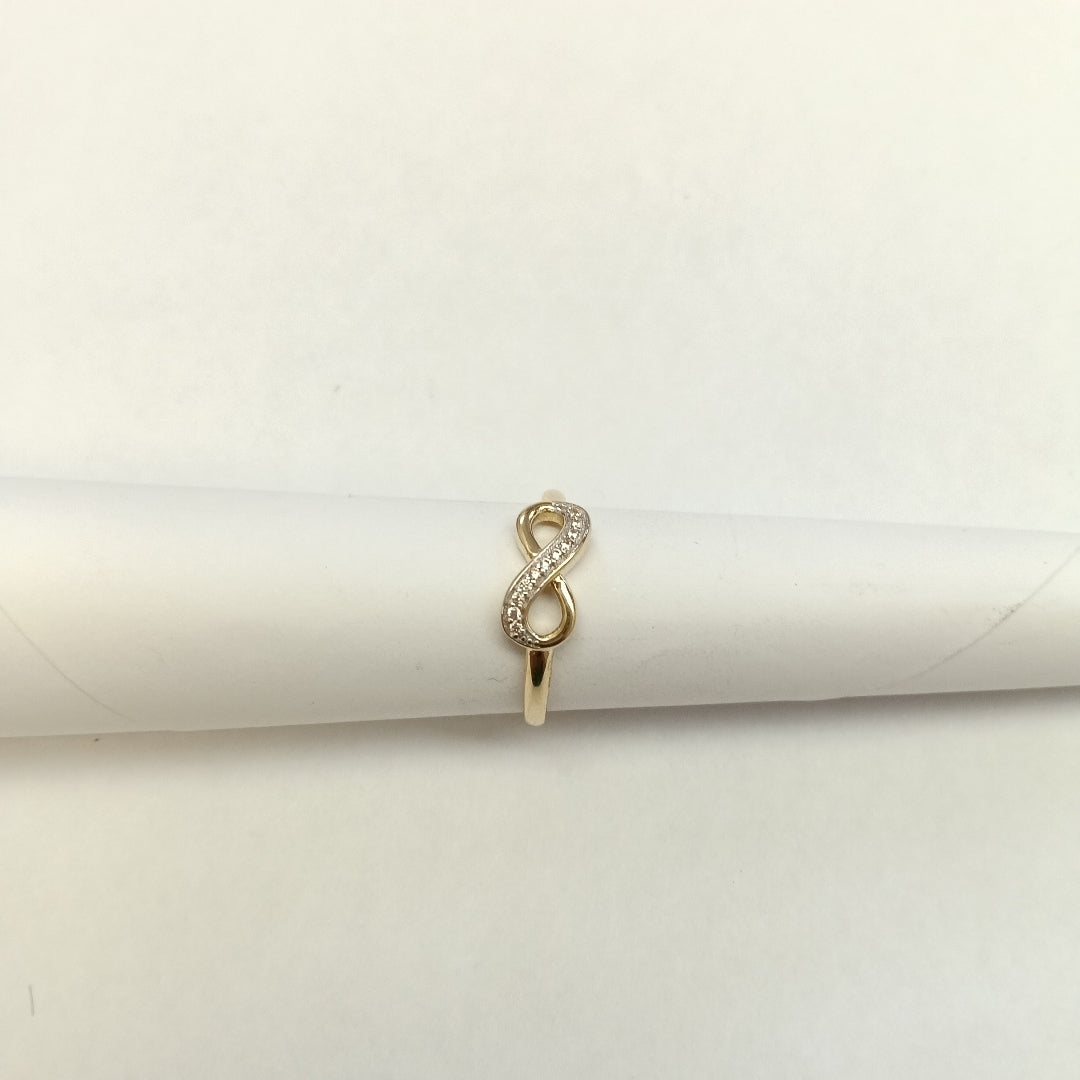 ANILLO ANILLITO FIG INFINITO C CIRCONIAS 14K 9 TALLA 1.8 GR (NUEVO)