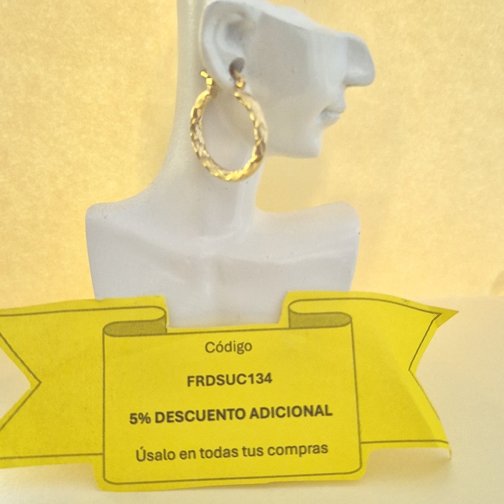 ARETES TEJIDO ARRACADA LABRADA 14K 2.7 GR (NUEVO)