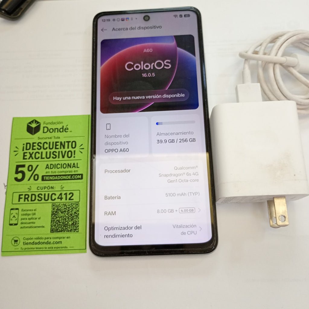 CELULAR OPPO A60 CPH3669 256 GB 8 GB RAM (SEMINUEVO)