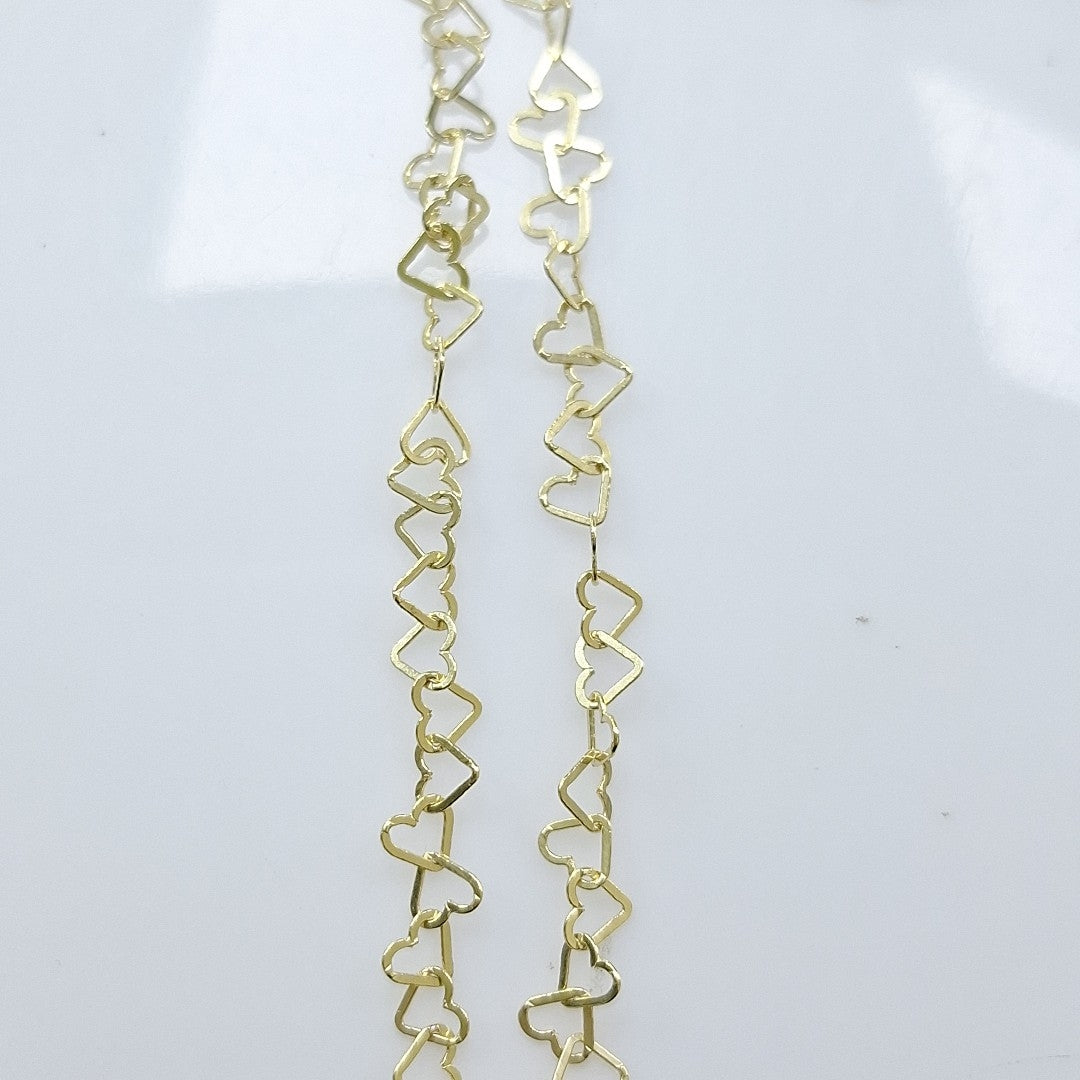 CADENAS TEJIDO CORAZONES ORO 10K 50 CM 2.5 GR (NUEVO)