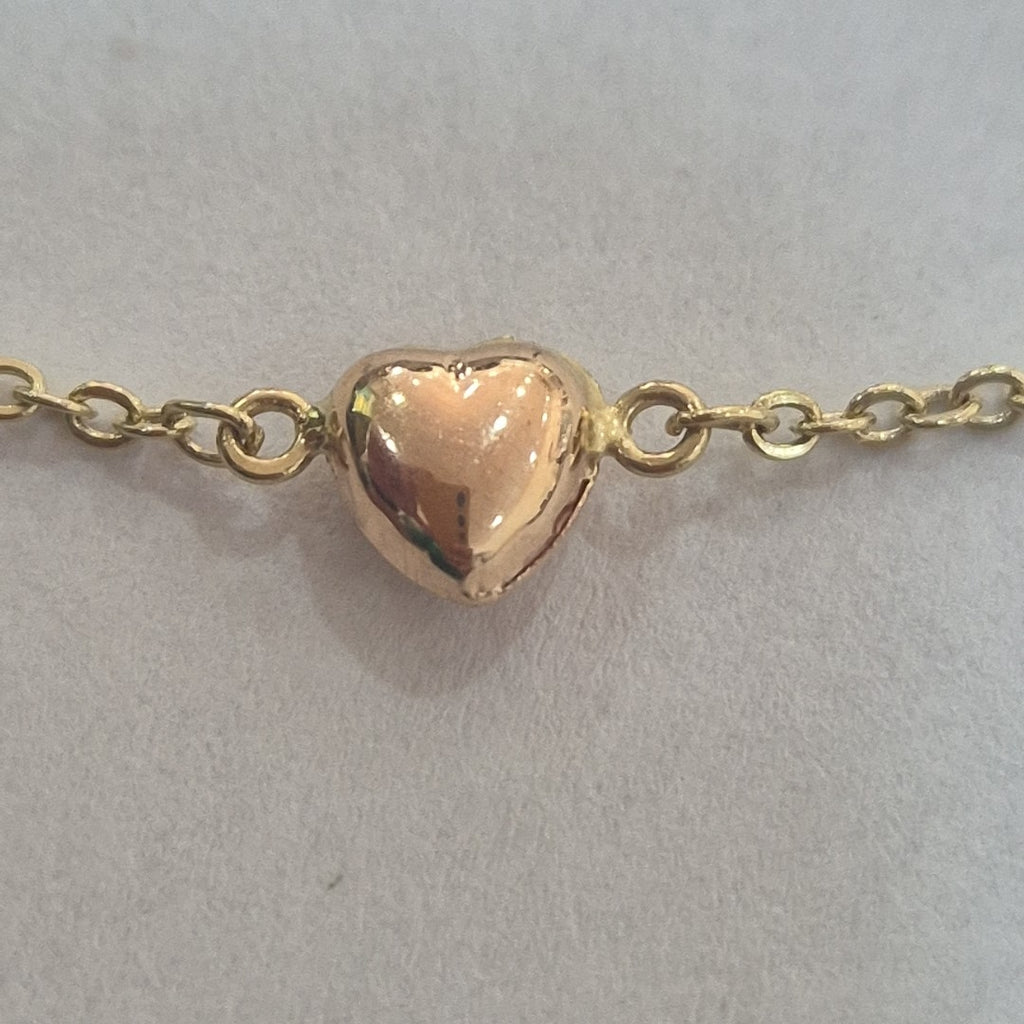 PULSERA ESP CON CORAZONES COMBINADOS 14K 18 CM 1.6 GR (NUEVO)