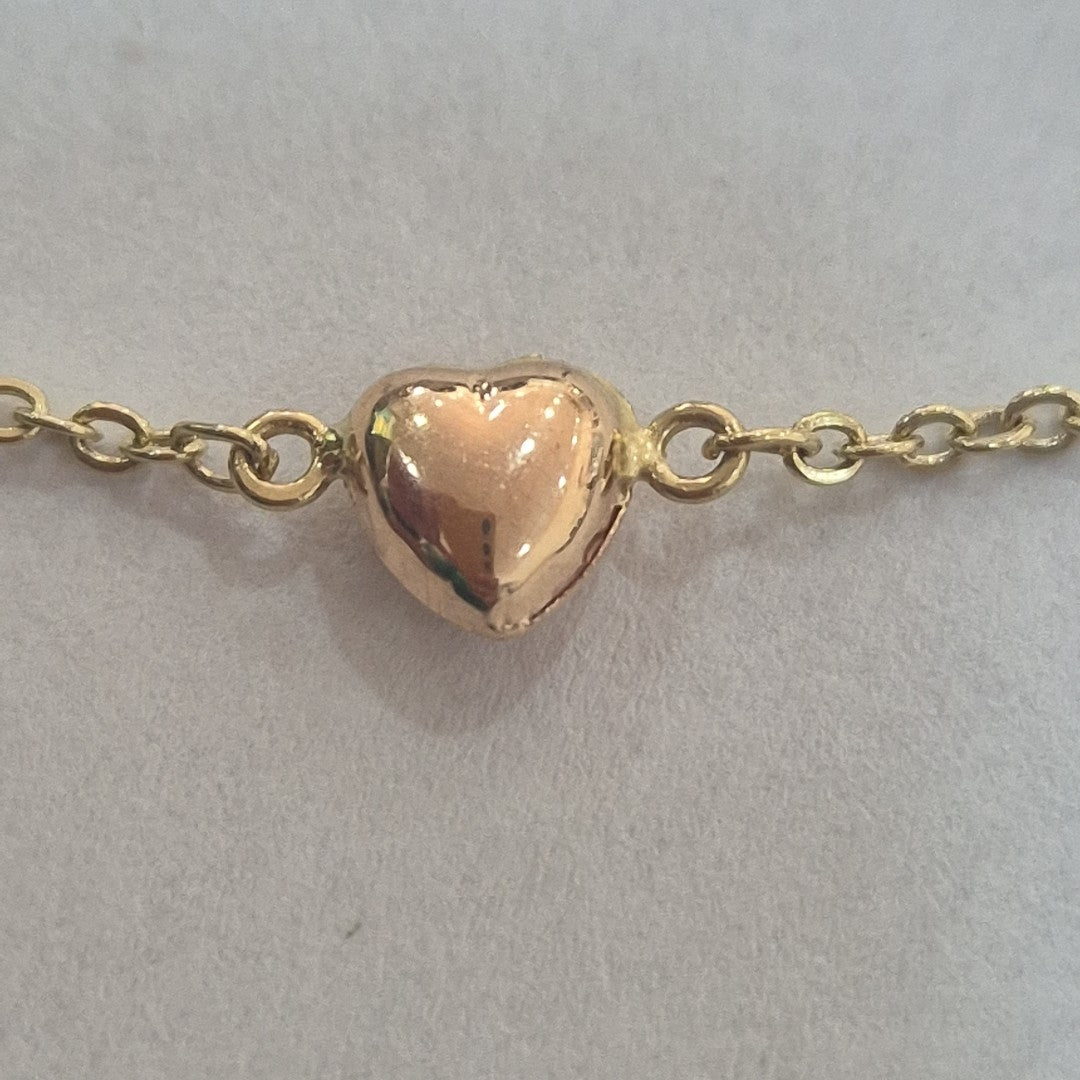 PULSERA ESP CON CORAZONES COMBINADOS 14K 18 CM 1.6 GR (NUEVO)