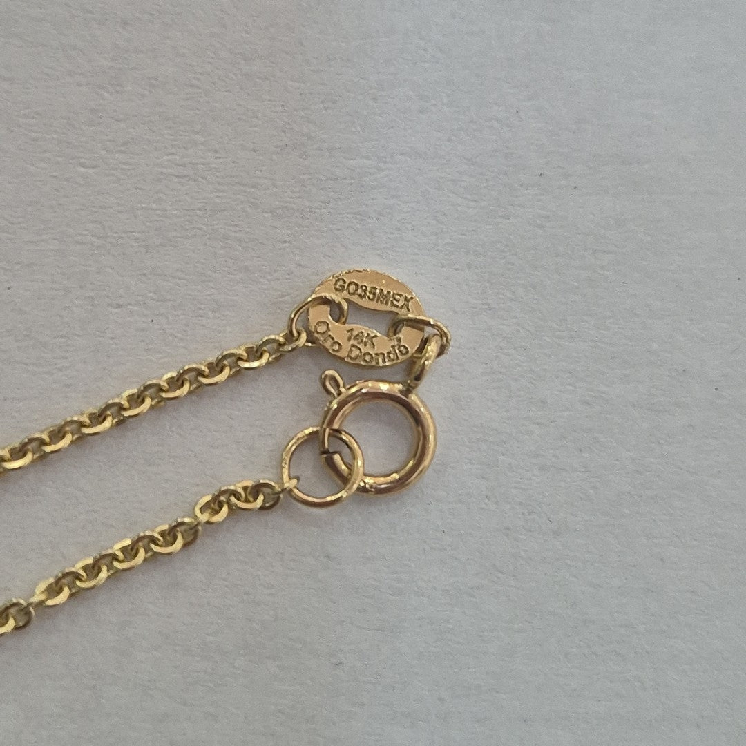CADENA TEJIDO GARGANTILLA ESPECIAL C FLORES 14K 45 CM 2.9 GR (NUEVO)
