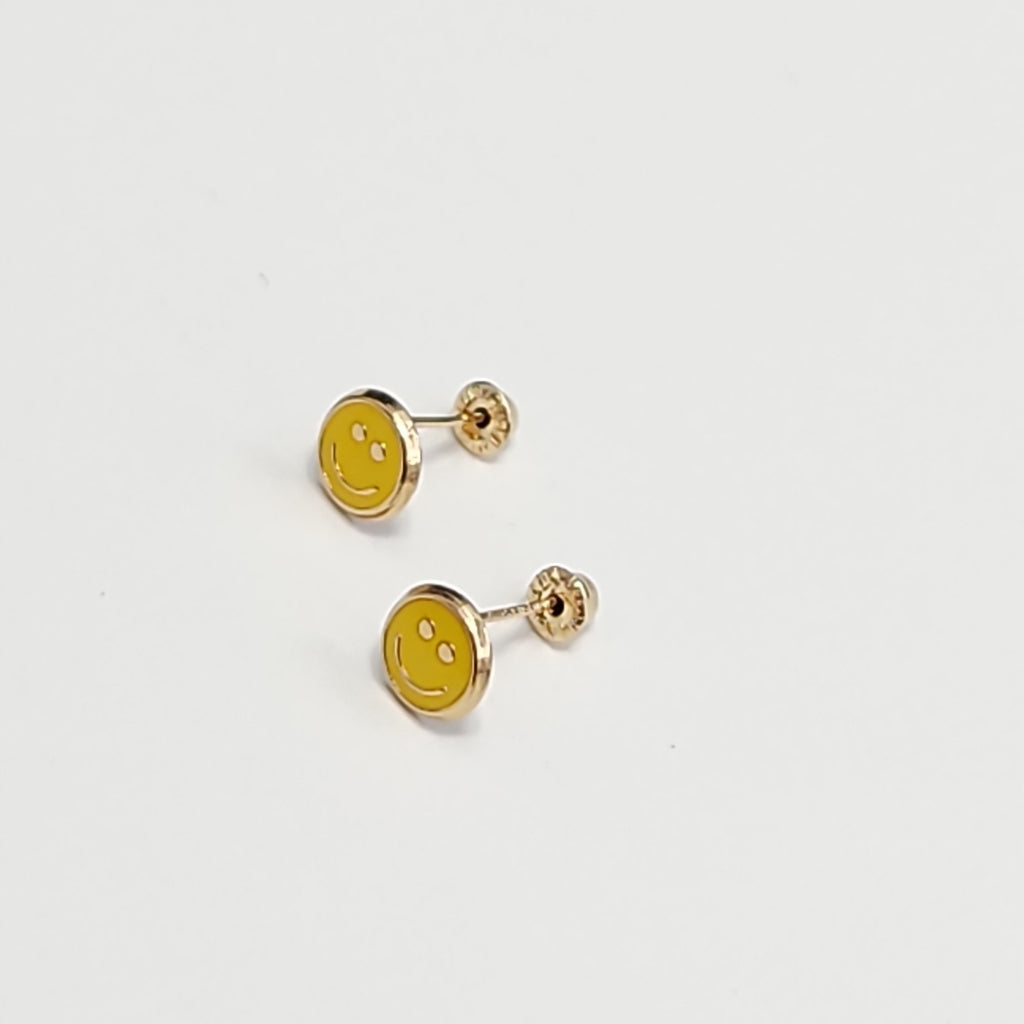BROQUELES BROQUEL FIG SONRISA ESMALTE AMARILLO 14K 0.2074 GR (NUEVO)