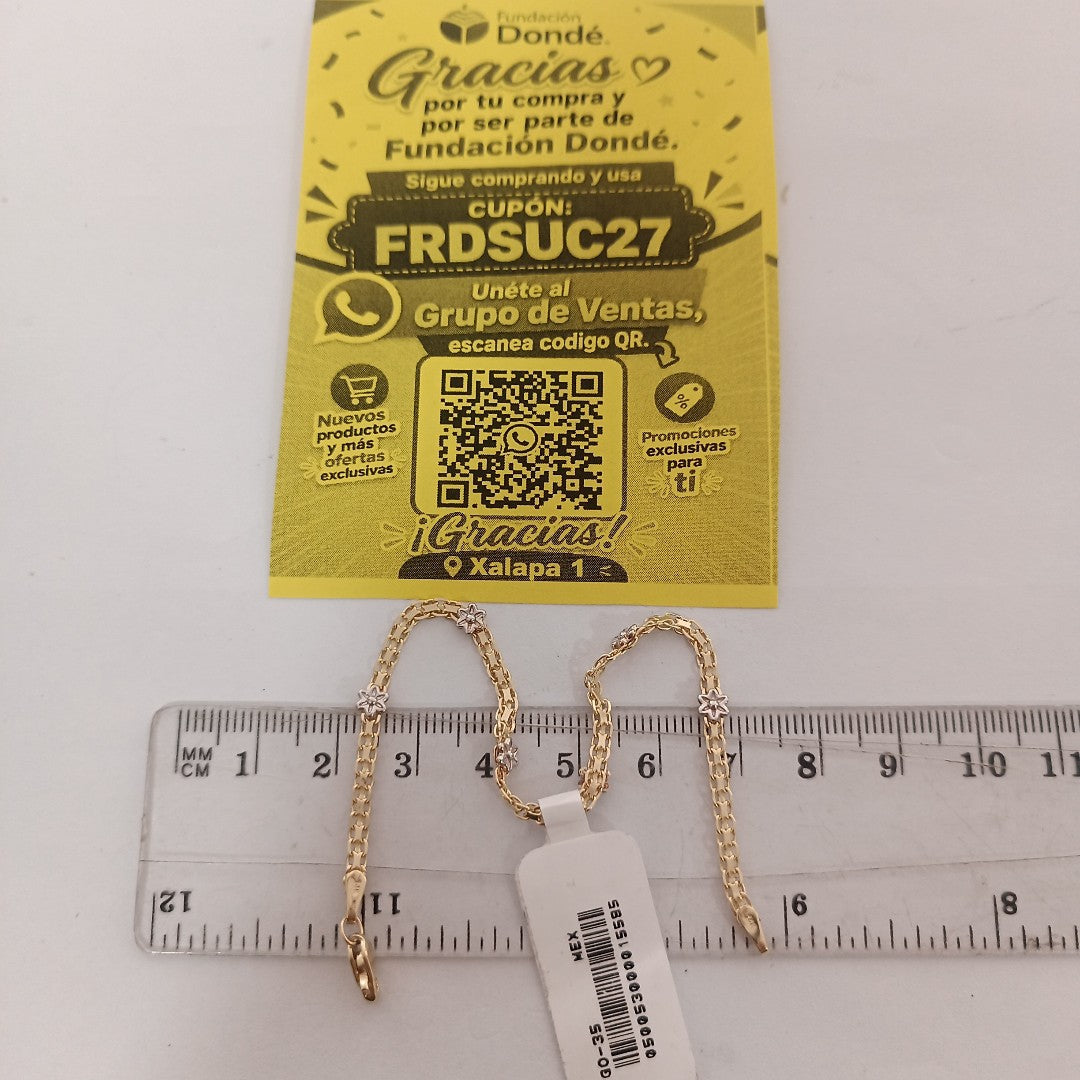 PULSERA ESPECIAL C FLORES 14K 18 CM 3 GR (NUEVO)