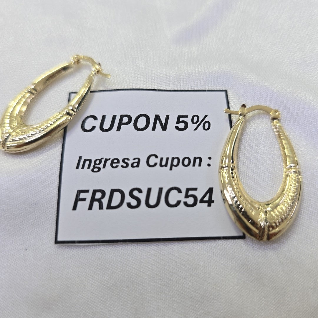 ARETES ARRACADAS ESTRIADAS 14K 2.5 GR (NUEVO)