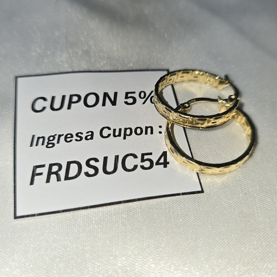 ARETES ARRACADA CON GRECAS 14K 2 GR (NUEVO)