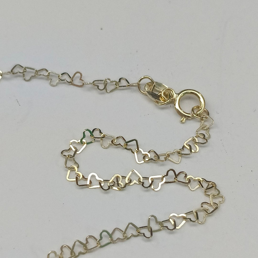 CADENAS TEJIDO CORAZONES ORO 10K 55 CM 1.6 GR (NUEVO)