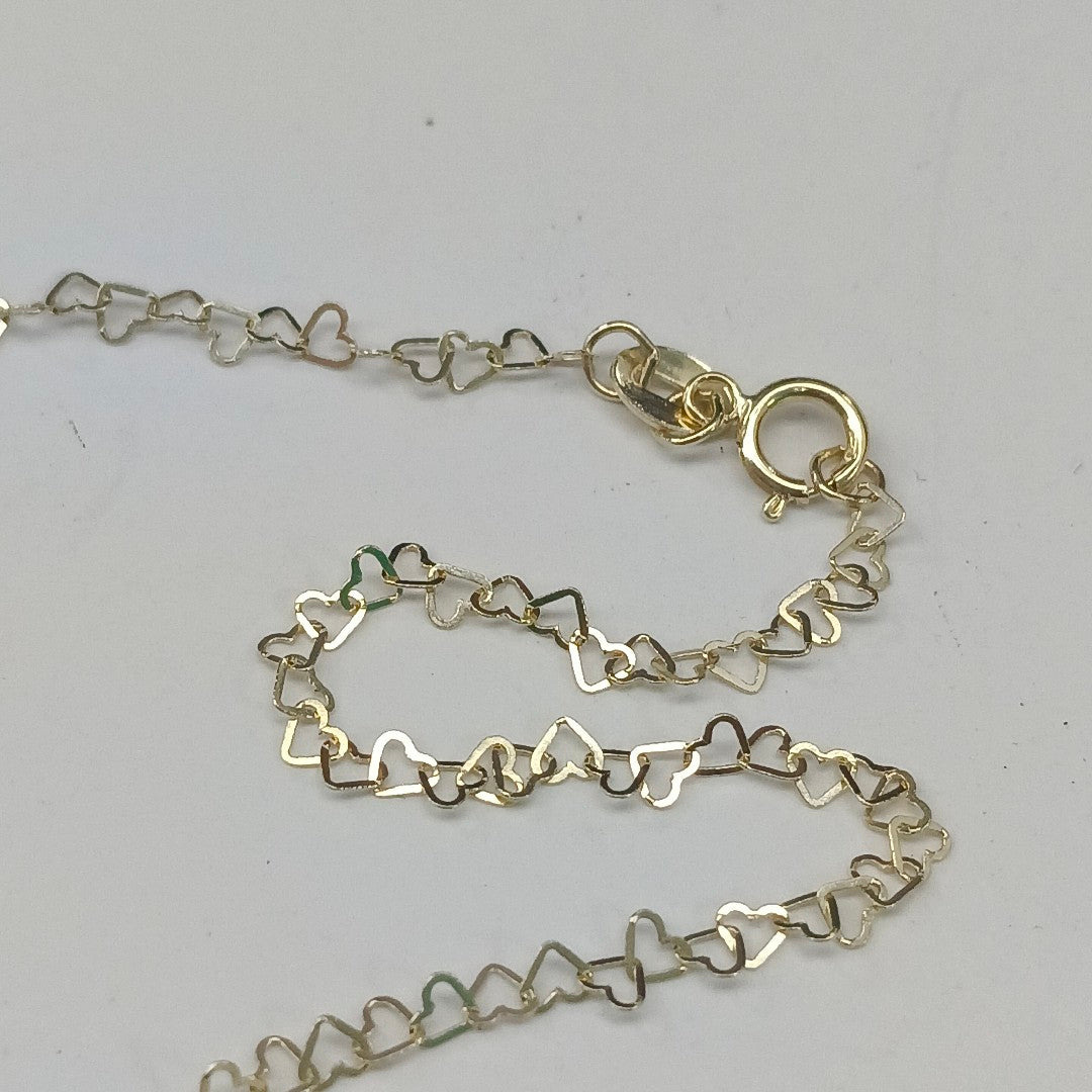 CADENAS TEJIDO CORAZONES ORO 10K 55 CM 1.6 GR (NUEVO)
