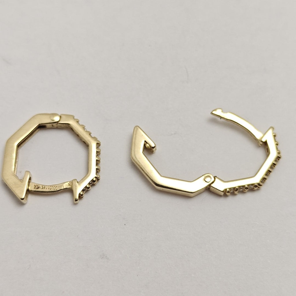 ARETES HUGIES C CIRCONIAS 14K 1.5 GR (NUEVO)