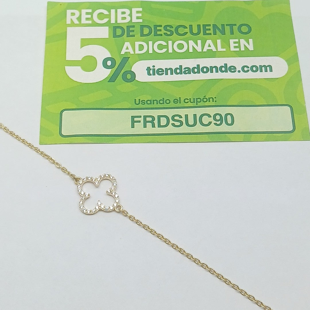 PULSERA TEJIDO ESPECIAL C CIRCONIAS 14K 18 CM 1.8 GR (NUEVO)