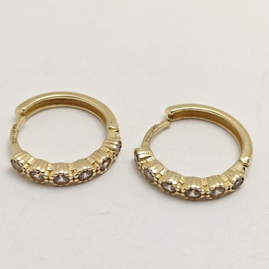 ARETES ARRACADA C CIRCONIAS 14K 2 GR (NUEVO)