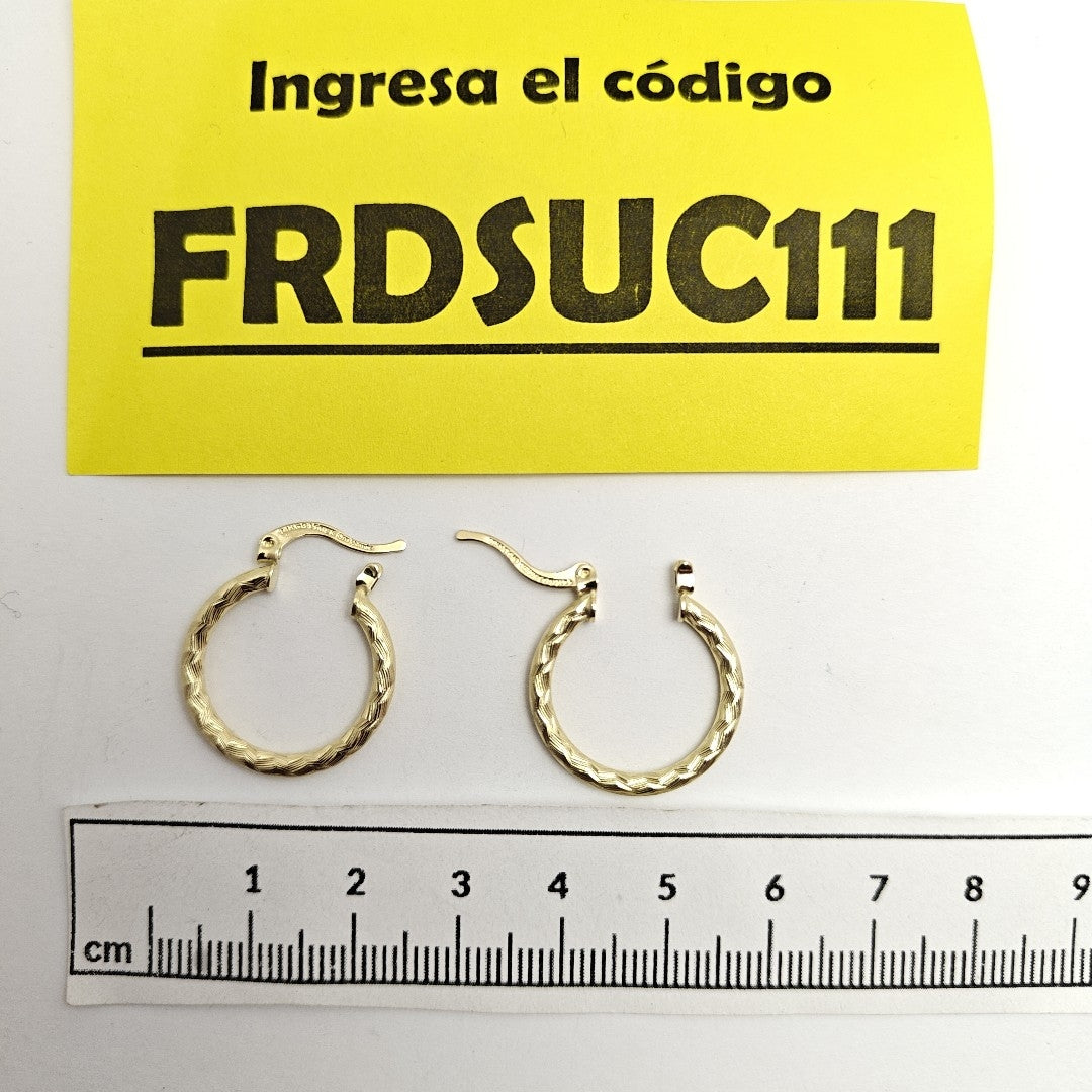 ARETES ARRACADAS LABRADAS 14K 2.1 GR (NUEVO)