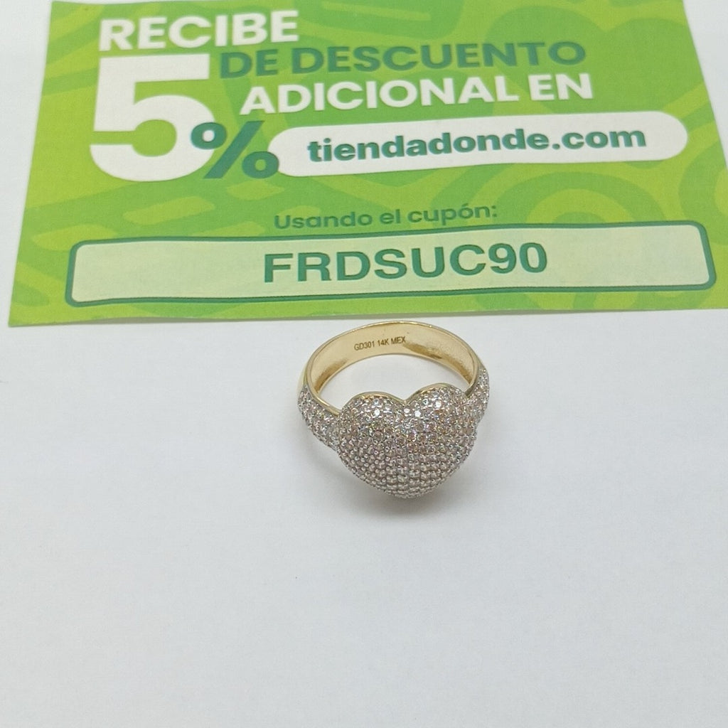 ANILLO ANILLITO CORAZON C CIRCONIAS 14K 7 TALLA 4.8 GR (NUEVO)