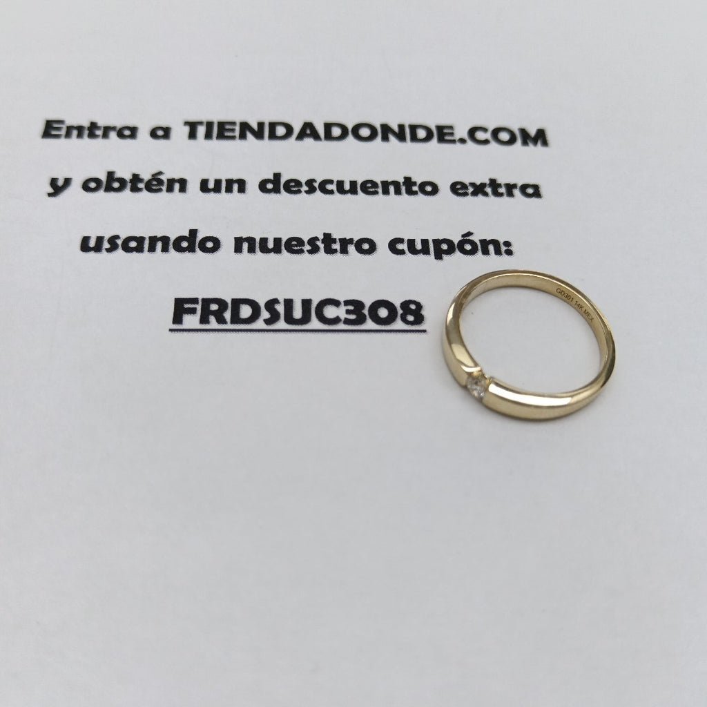 ANILLO ANILLITO SOLITARIO C CIRCONIA 14K 8 TALLA 2.8 GR (NUEVO)