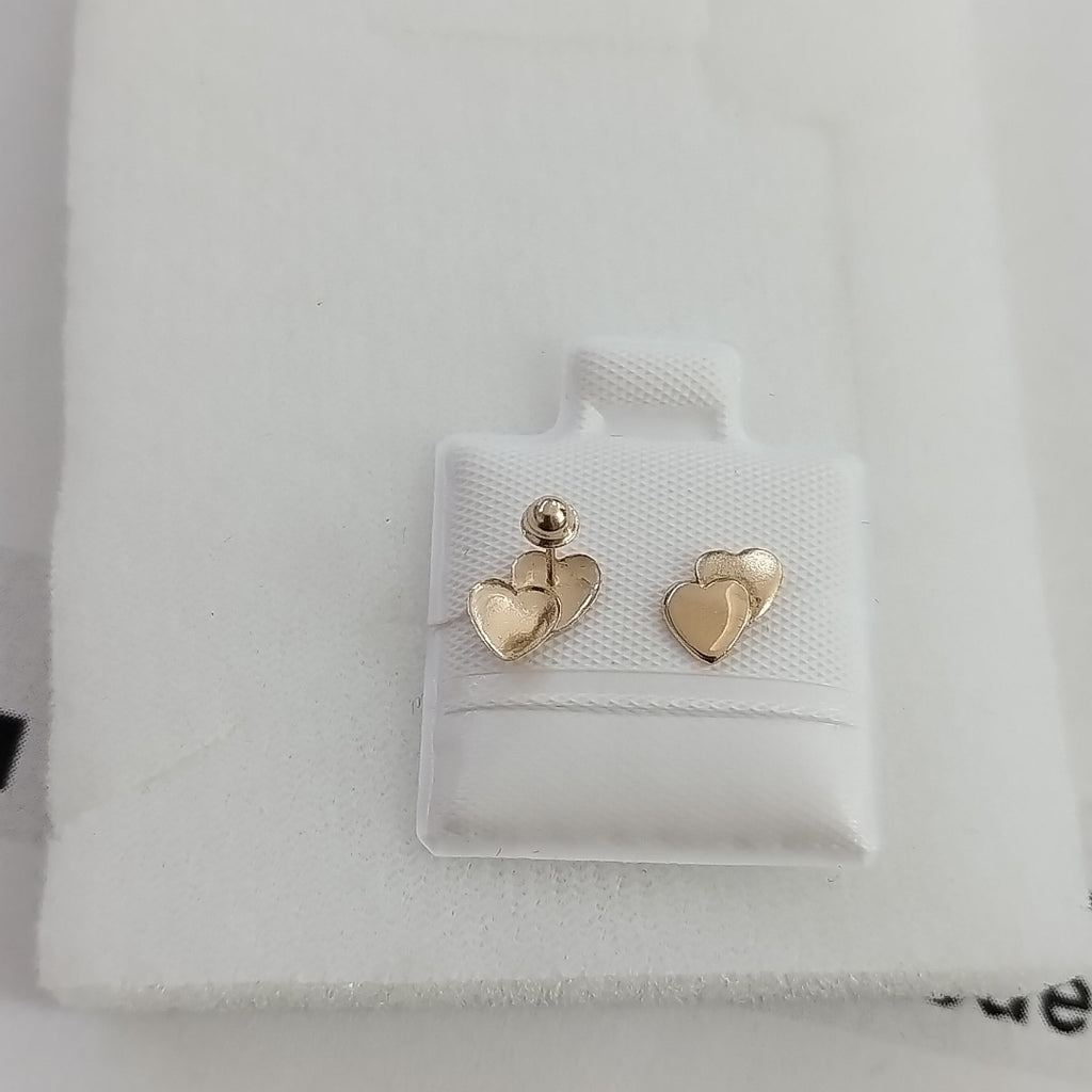 BROQUELES BROQUEL CORAZON DOBLE 14K 0.2171 GR (NUEVO)