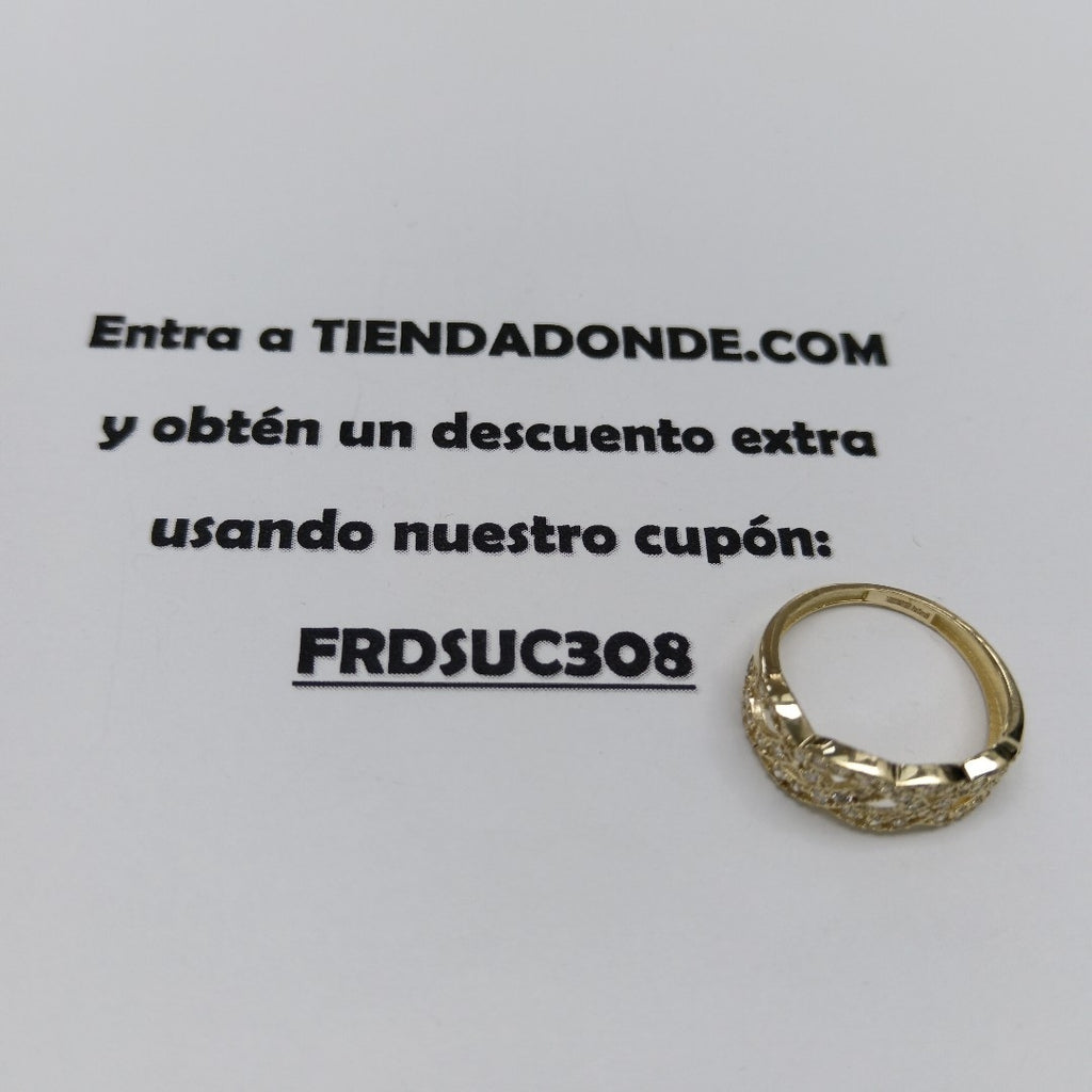 ANILLOS TRENZADO CON CIRCONIAS 14K TALLA 7 2.3 GR (NUEVO)