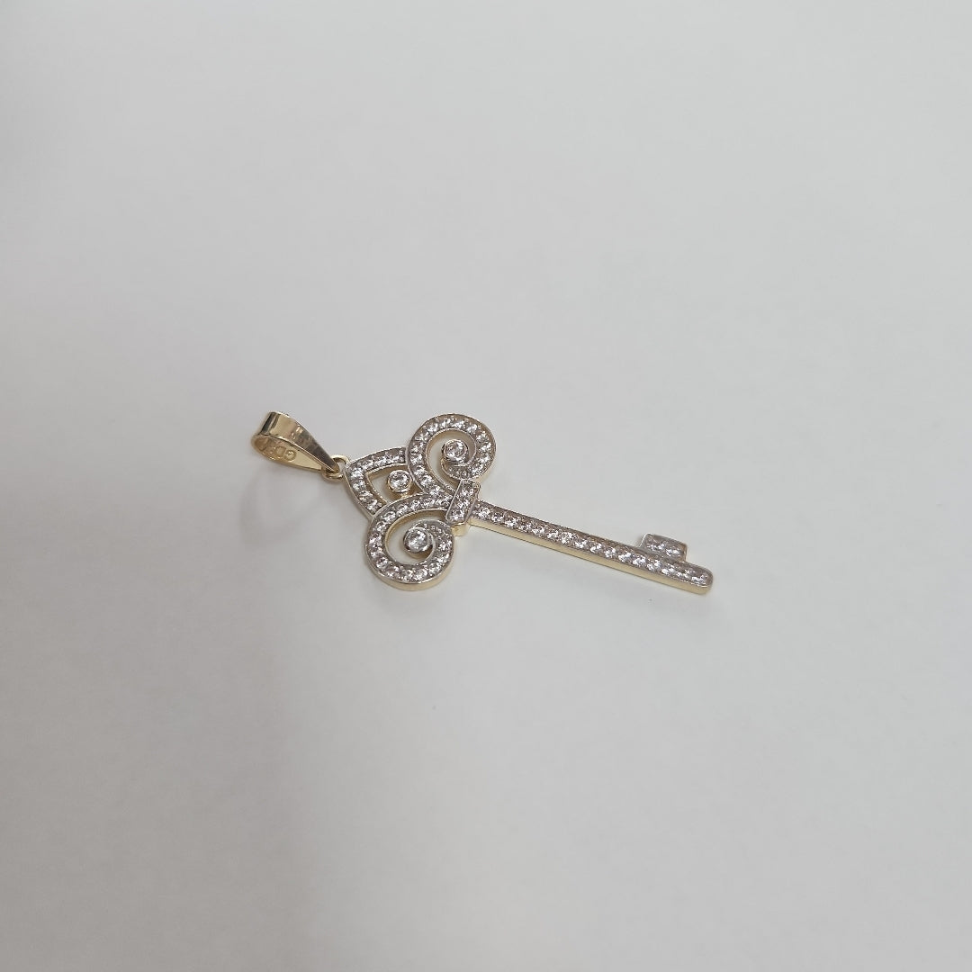 DIJE LLAVE C CIRCONIAS 14K 1.6 GR (NUEVO)