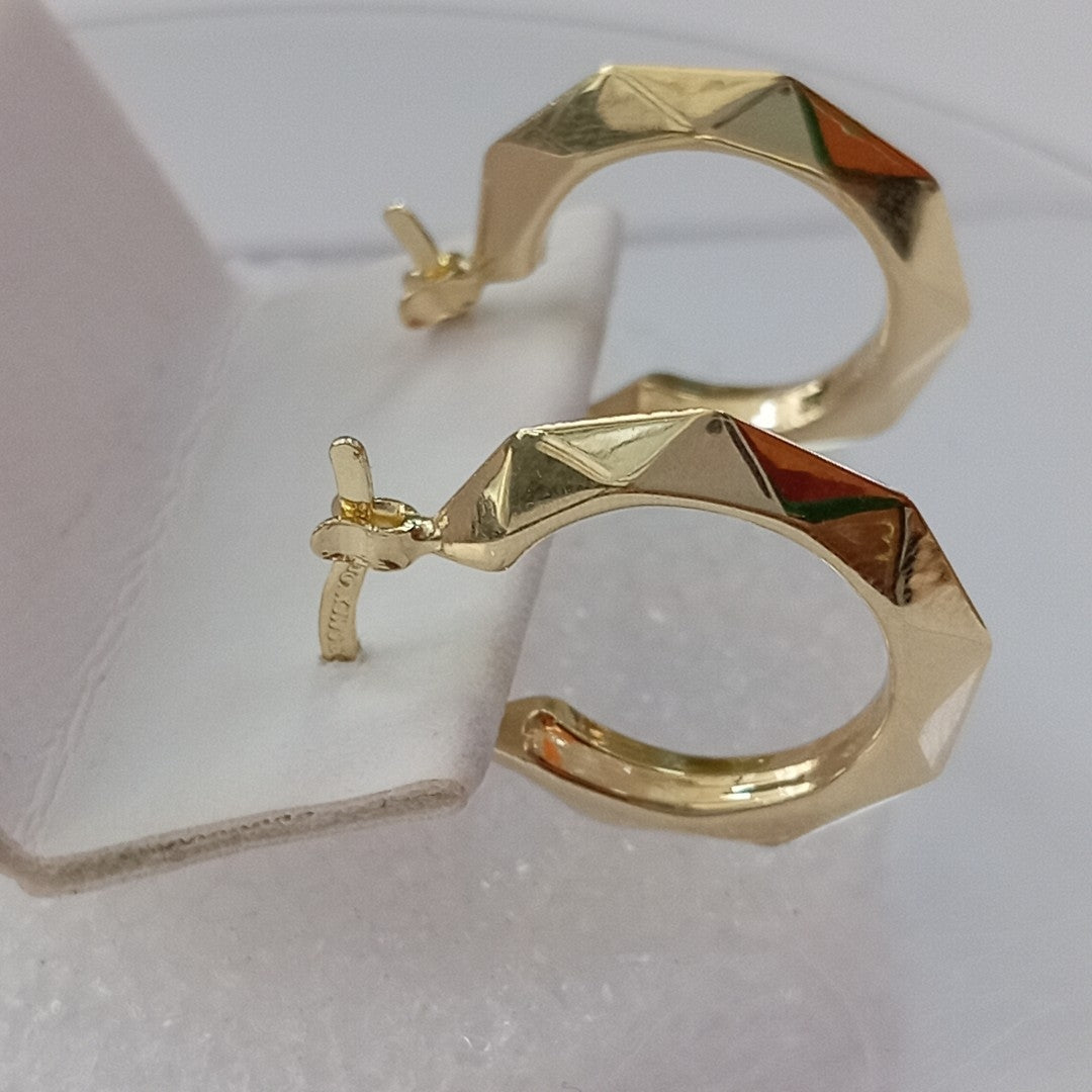 ARETES TEJIDO ARRACADAS FACETADAS 14K 1.7 GR (NUEVO)
