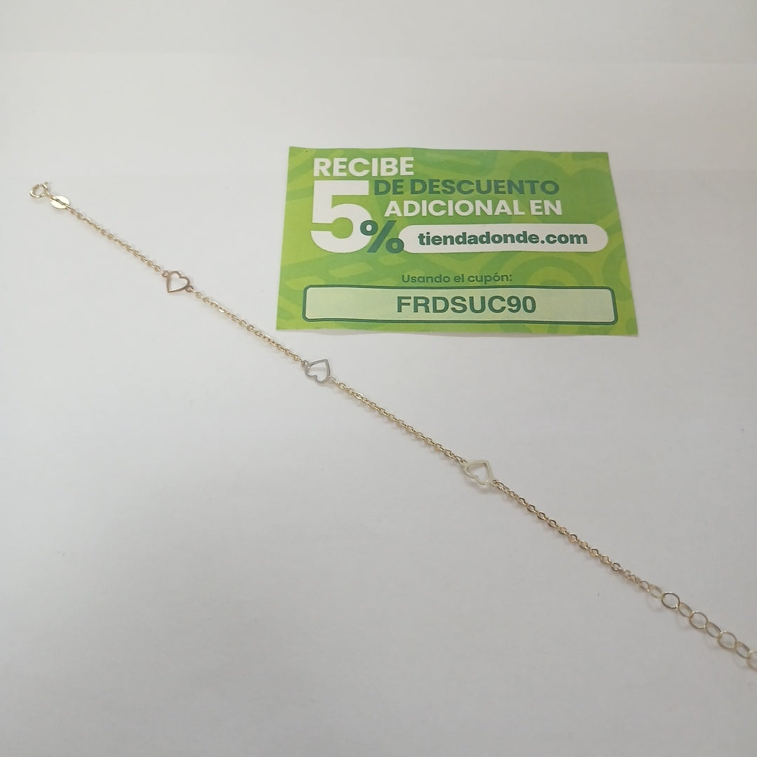 PULSERA ESPECIAL CON CORAZONES 10K 18 CM 1.2 GR (NUEVO)