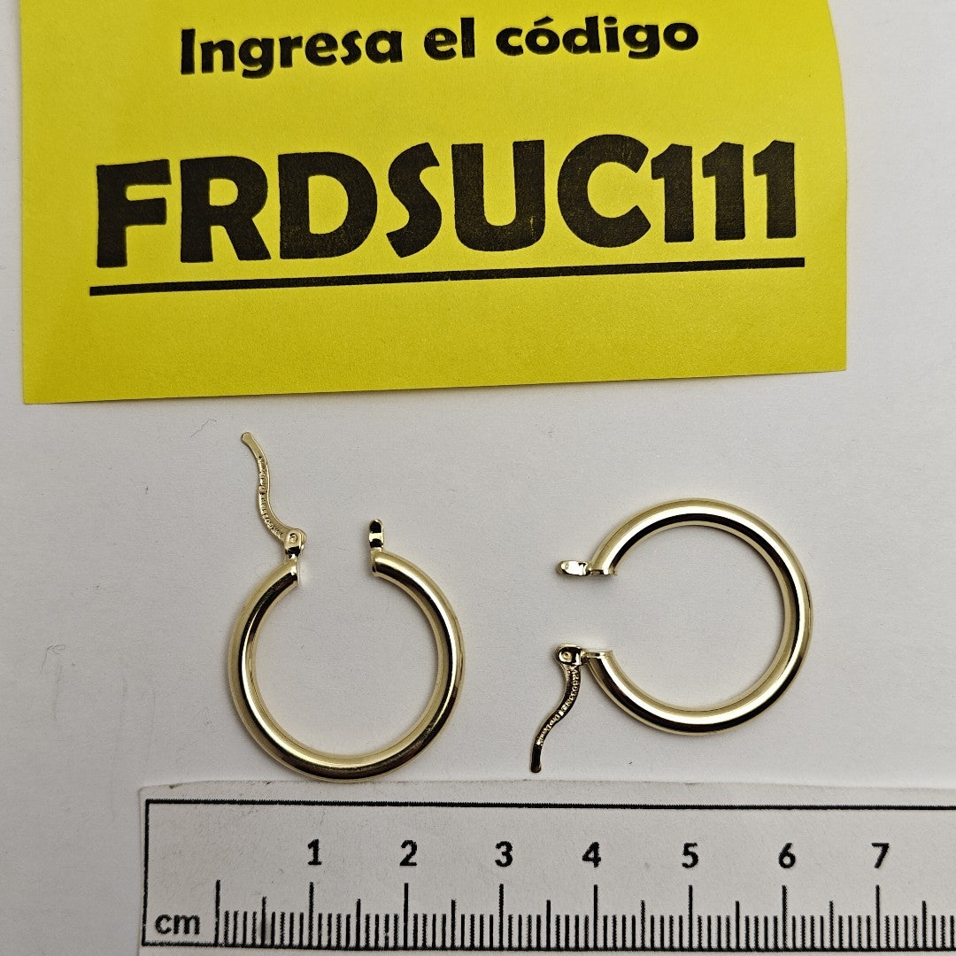 ARETES TEJIDO ARRACADAS LISAS HUECAS 14K 2.1 GR (NUEVO)