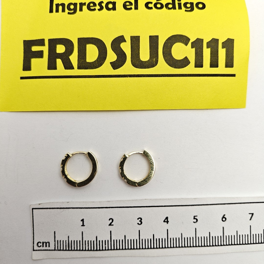 ARETES HUGGIES CON CIRCONIAS 14K 2.3 GR (NUEVO)