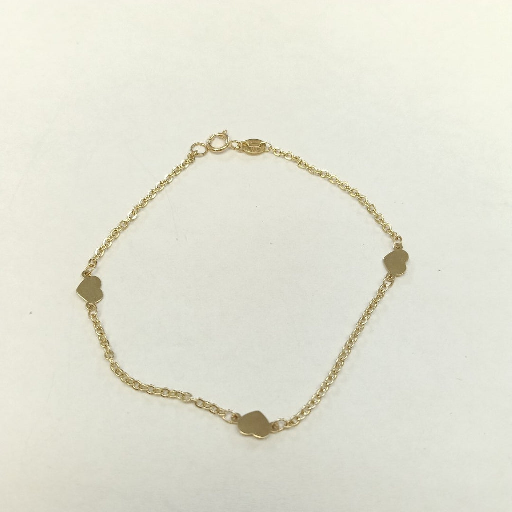 PULSERA TEJIDO ESPECIAL FIG CORAZONES 14K 18 CM 1.3 GR (NUEVO)