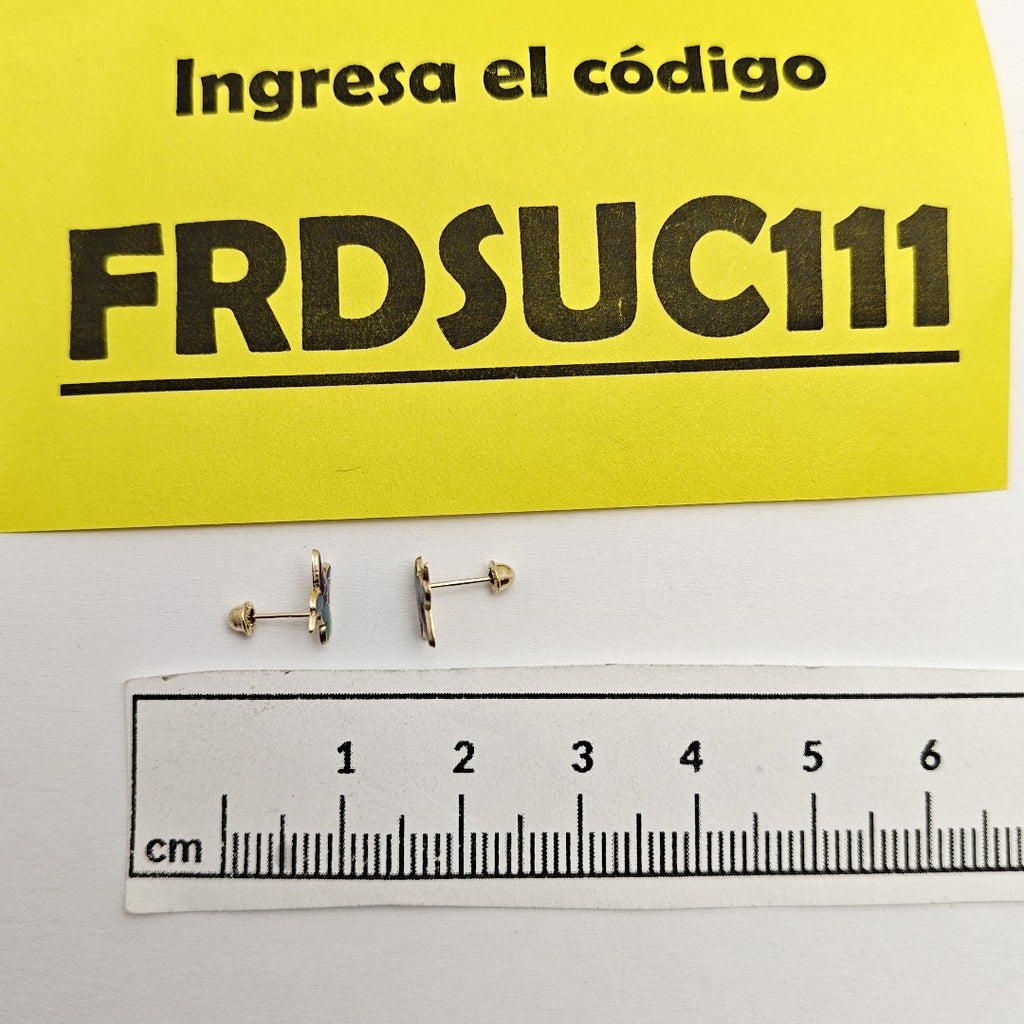 BROQUELES BROQUEL FIG COLIBRI ESMALTE AZUL 14K 0.2138 GR (NUEVO)